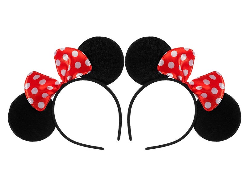 FANYITY Mouse Ears, 2 Pcs Mice Ear Costume Headbands Hair Band for Christmas Party (Red Dot) - Image 1